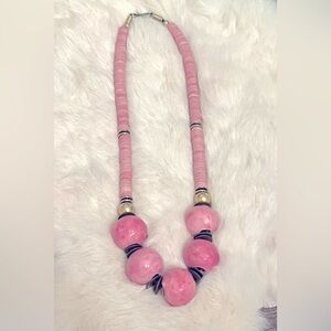 Pink Painted porcelain beaded necklace.